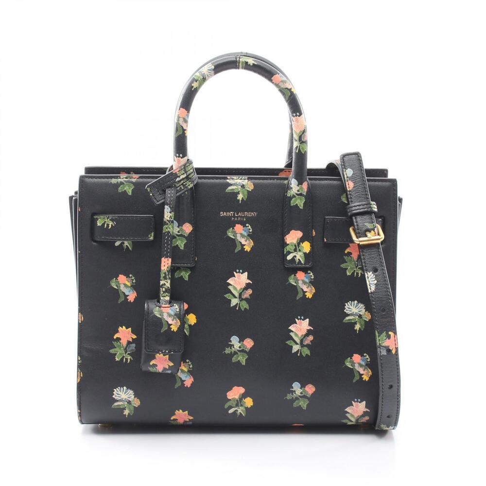 Saint Laurent Sac De Jour Flower Leather Multicolor 2Way Shoulder Bag Black